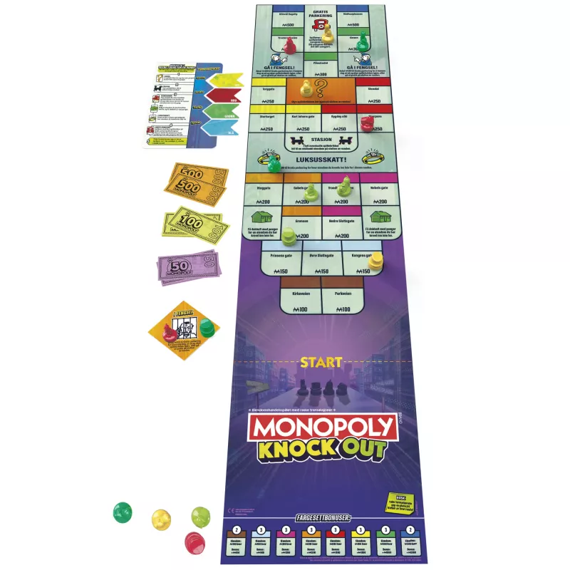Monopoly Knockout – Šeimyninis vakarėlių žaidimas, greitas stalo žaidimas nuo 8 metų, 2-8 žaidėjai, 20 min.