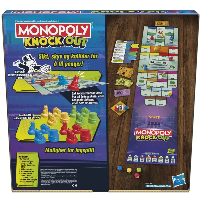 Monopoly Knockout – Šeimyninis vakarėlių žaidimas, greitas stalo žaidimas nuo 8 metų, 2-8 žaidėjai, 20 min.