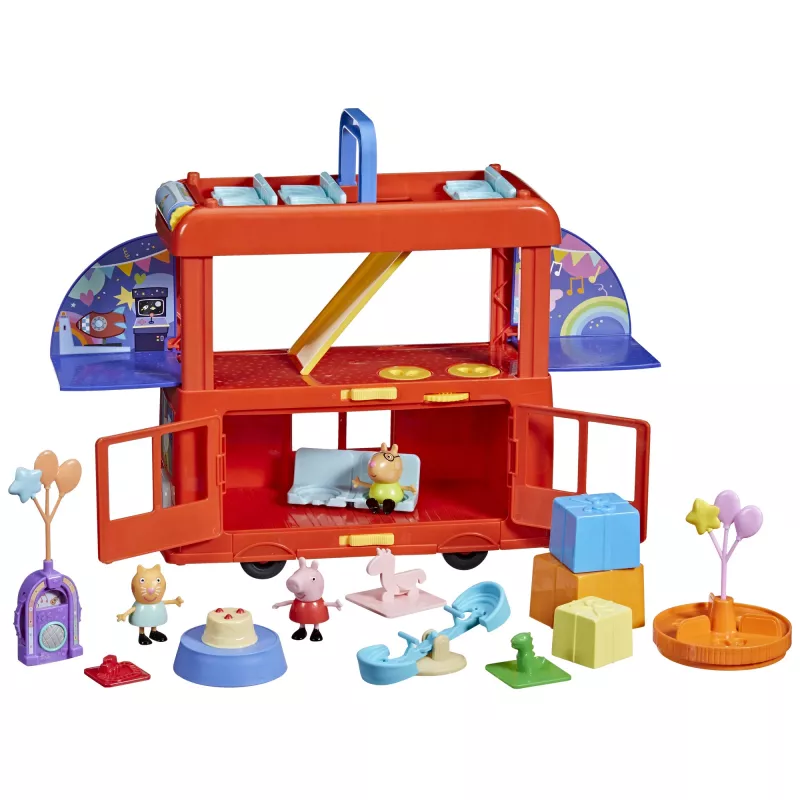 Peppa Pig 2-in-1 vakarėlių autobusas, veiksmo/nuotykių, 3 m., įvairiaspalvis, plastikinis