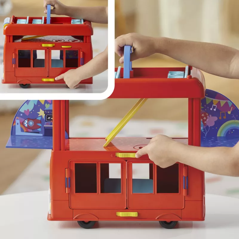 Peppa Pig 2-in-1 vakarėlių autobusas, veiksmo/nuotykių, 3 m., įvairiaspalvis, plastikinis
