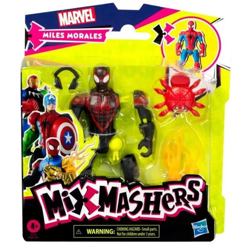Marvel MixMashers Miles Morales Spider-Man Mix-And-Match žaislinė figūrėlė, 4 m., įvairiaspalvė
