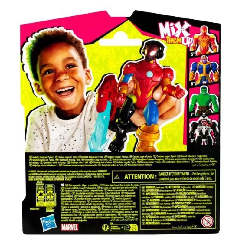 Marvel MixMashers Miles Morales Spider-Man Mix-And-Match žaislinė figūrėlė, 4 m., įvairiaspalvė