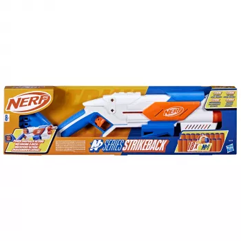 Žaislinis strėlinukas Nerf N Series Strikeback mėlynai oranžinis baltas 8+