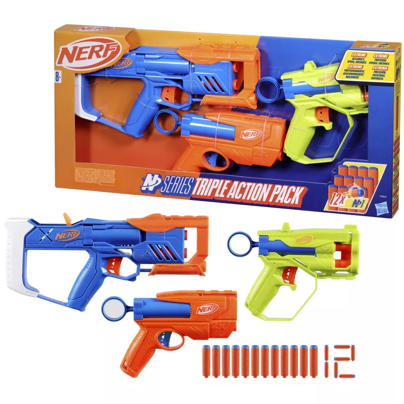 Nerf N Series Triple Action Pack – žaislinis šaudyklų rinkinys, 3 vnt., 8+ metų