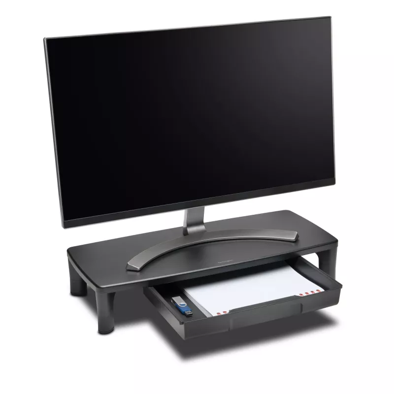 Kensington SmartFit Monitor stovas su stalčiumi, laisvai pastatomas, 15 kg, 76,2 cm (30 colių), aukščio reguliavimas, juodas