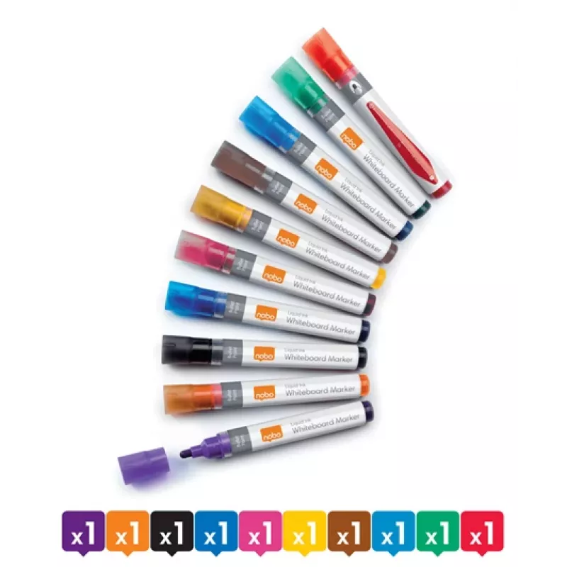 Nobo Liquid Ink rašikliai baltai lentai, 10 vnt.