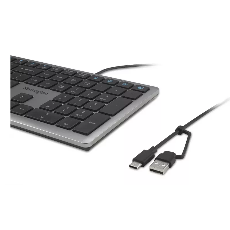 Kensington KB515 EQ USB-C/USB-A laidinė klaviatūra, pilno dydžio (100%), QWERTY, pilka