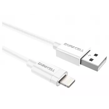 Duracell Sync/Charge kabelis 1 metras baltas, USB A – Lightning, 2.0