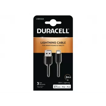 Duracell Sync/Charge laidas 2 m, USB A - Lightning, 2.0, juodas
