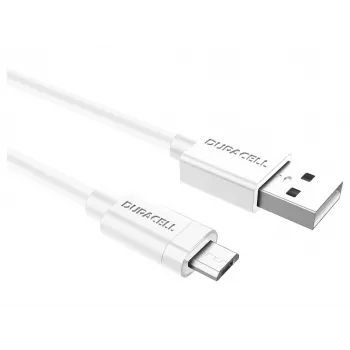 Duracell Sync/Charge Cable 1 Metre White, 1 m, USB A, Micro-USB A, 2.0, balta