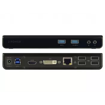 2-Power USB 3.0 Dviejų Ekranų Docking Stotelė, Docking, 3.5 mm, USB Type-A, USB Type-B, 10,100,1000 Mbit/s, Juoda, 5 Gbit/s