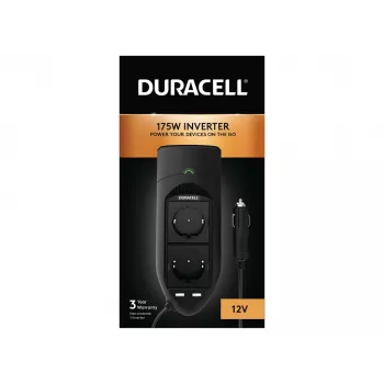 Duracell 175W Twin EU Socket Inverter, universalus, vidaus, 12 V, 175 W, 12 V, DC1 į DC2