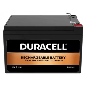 Duracell 12V 12Ah VRLA akumuliatorius, sandarus švino rūgšties (VRLA), 12 V, 12 Ah, 12000 mAh, 144 Wh, juodas