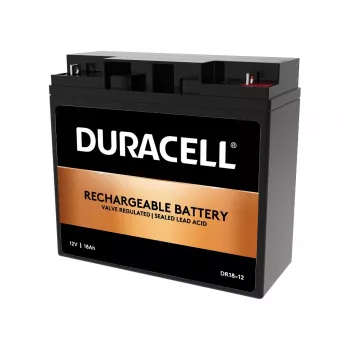 Duracell 12V 18Ah VRLA baterija, sandarus švino rūgšties akumuliatorius (VRLA), 12 V, 18 Ah, 18000 mAh, 216 Wh, juoda