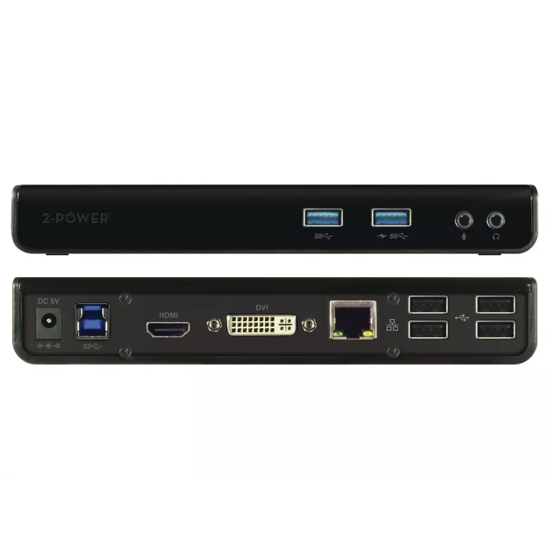2-Power DOC0110A dokų stotelė / prievadų replikatorius Laidinis USB 3.2 Gen 1 (3.1 Gen 1) Type-B Juoda