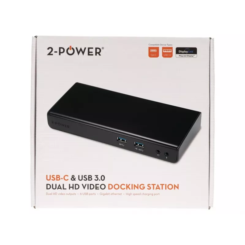 2-Power DOC0110A dokų stotelė / prievadų replikatorius Laidinis USB 3.2 Gen 1 (3.1 Gen 1) Type-B Juoda