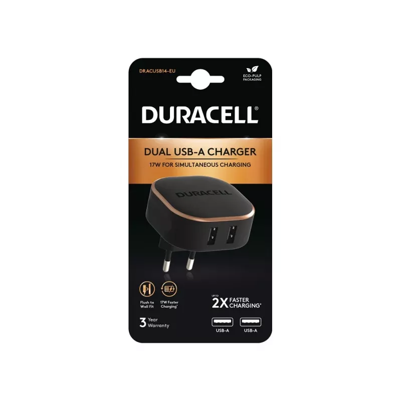 Duracell DRACUSB14-EU mobiliojo įrenginio įkroviklis Juodas