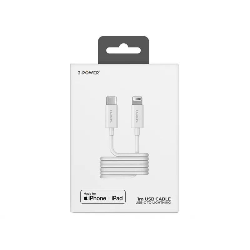 2-Power 2PUC1M03W USB-C į Lightning laidas, 1 m, baltas