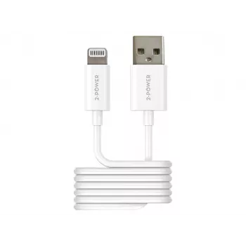 Įkrovimo laidas 2-Power 2PUC1M02W USB-A – Lightning, 1 m, baltas