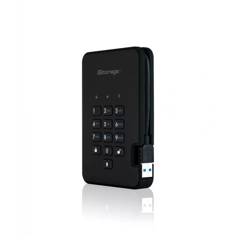 iStorage diskAshur² HDD 4TB juoda | Saugus nešiojamas kietasis diskas | AES-XTS 256 bitų aparatinė šifracija | PIN apsauga | Nuo OS ir platformos nepriklausomas | TAA atitinka | Apsauga nuo bruteforce atakų | Atsparus dulkėms ir vandeniui