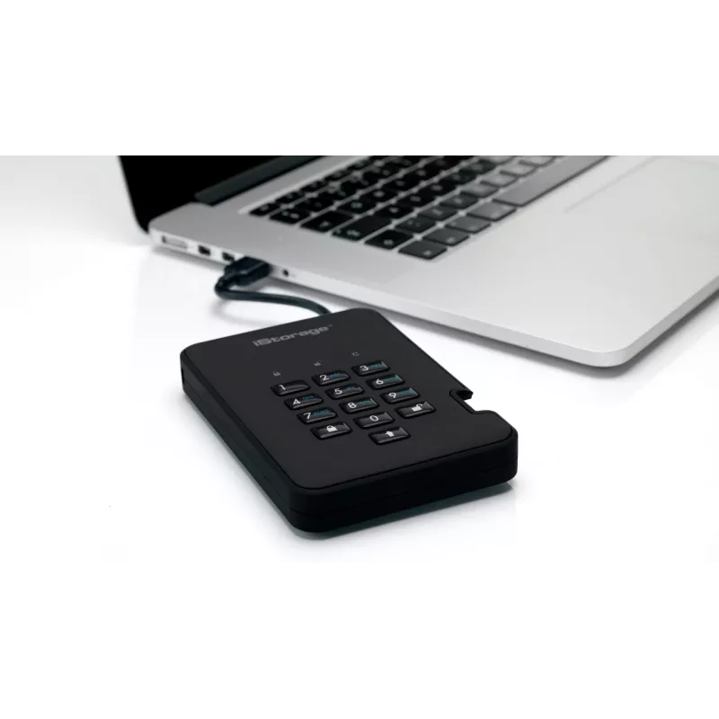 iStorage diskAshur² HDD 4TB juoda | Saugus nešiojamas kietasis diskas | AES-XTS 256 bitų aparatinė šifracija | PIN apsauga | Nuo OS ir platformos nepriklausomas | TAA atitinka | Apsauga nuo bruteforce atakų | Atsparus dulkėms ir vandeniui