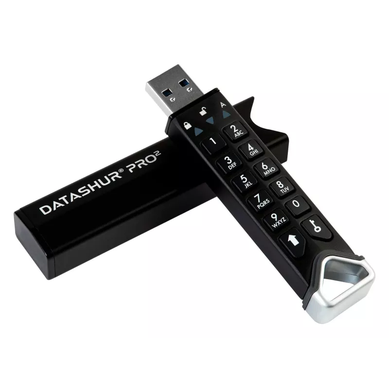 iStorage datAshur PRO2 512 GB | Saugus USB atmintukas | FIPS 140-2 Level 3 sertifikuotas | AES-XTS 256 bitų aparatinė šifravimas | Apsaugotas slaptažodžiu | Atsparus dulkėms ir vandeniui