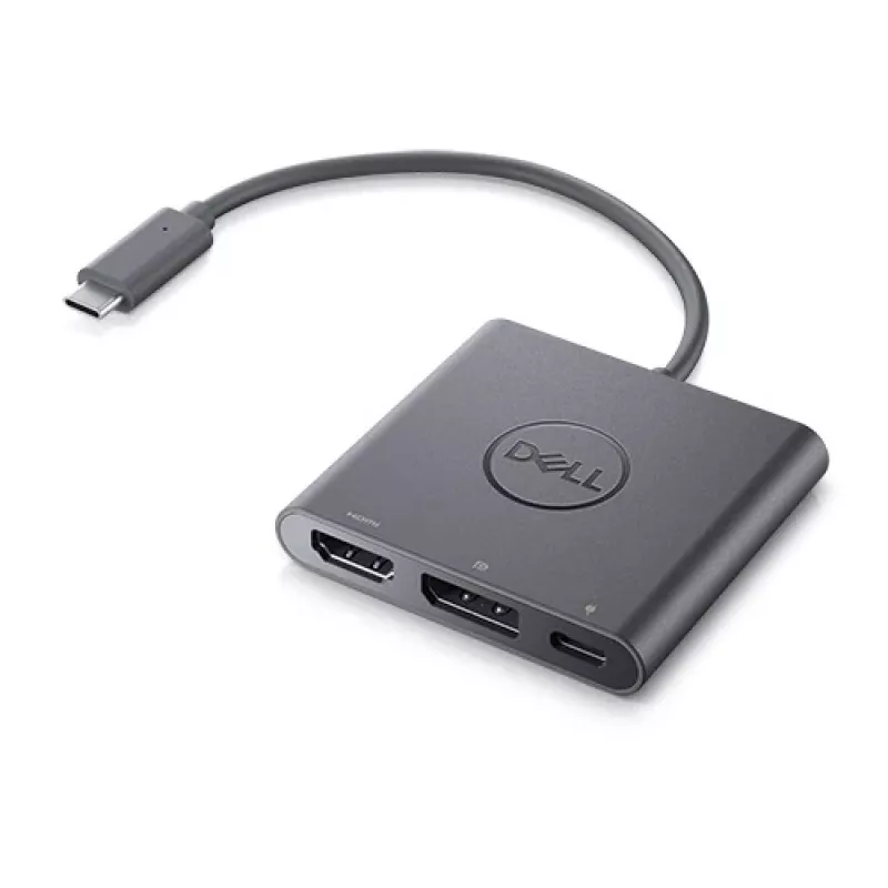 DELL adapteris USB-C į HDMI/DP su maitinimo perdavimu, laidinis, USB 3.2 Gen 2 (3.1 Gen 2) Type-C, juodas, 3840 x 2160 pikselių