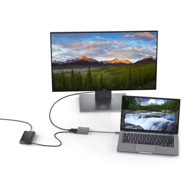 DELL adapteris USB-C į HDMI/DP su maitinimo perdavimu, laidinis, USB 3.2 Gen 2 (3.1 Gen 2) Type-C, juodas, 3840 x 2160 pikselių