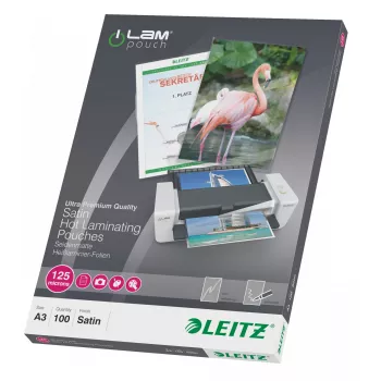 Leitz iLAM Matt A3 Laminavimo maišeliai, 125 mikronai, pakuotė 100 vnt.
