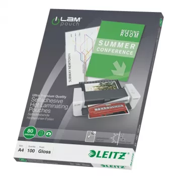 Leitz iLAM lipnūs laminavimo maišeliai A4, 80 mikronų, pakuotė po 100 vnt.