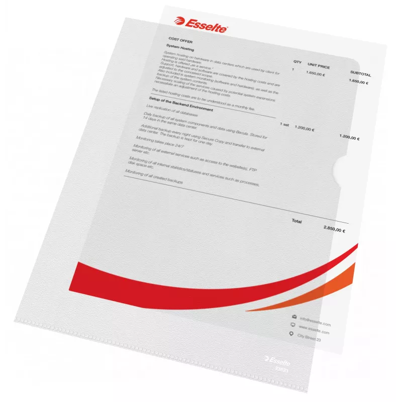 Esselte aplankas 120my A4, permatomas, PVC