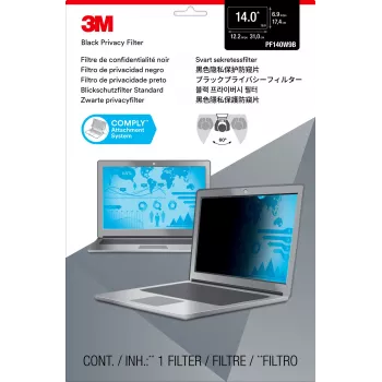 3M privatumo filtras 14 colių plačiaekraniam nešiojamam kompiuteriui, 35,6 cm (14 colių), 16:9, nešiojamas kompiuteris, berėmis privatumo filtras, anti-glare