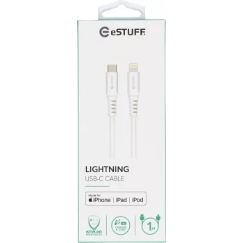 eSTUFF ES602101 Lightning laidas 1 m Baltas