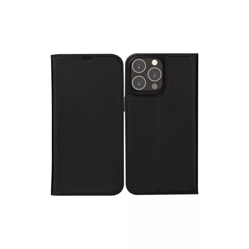 Folio dėklas dbramante1928 Oslo, skirtas iPhone 14 Pro Max – juodas, 3 kortelių kišenės, stalinis stovas, tinka 6,7 colio