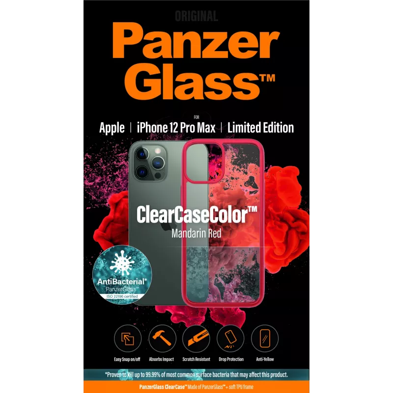PanzerGlass ClearCaseColor iPhone 12 Pro Max - Mandarin Red Limited Edition