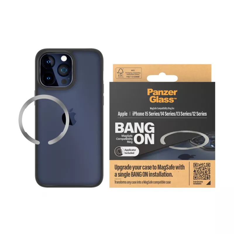 PanzerGlass Bang On MagSafe suderinamumo žiedas iPhone 12/13/14/15, permatomas
