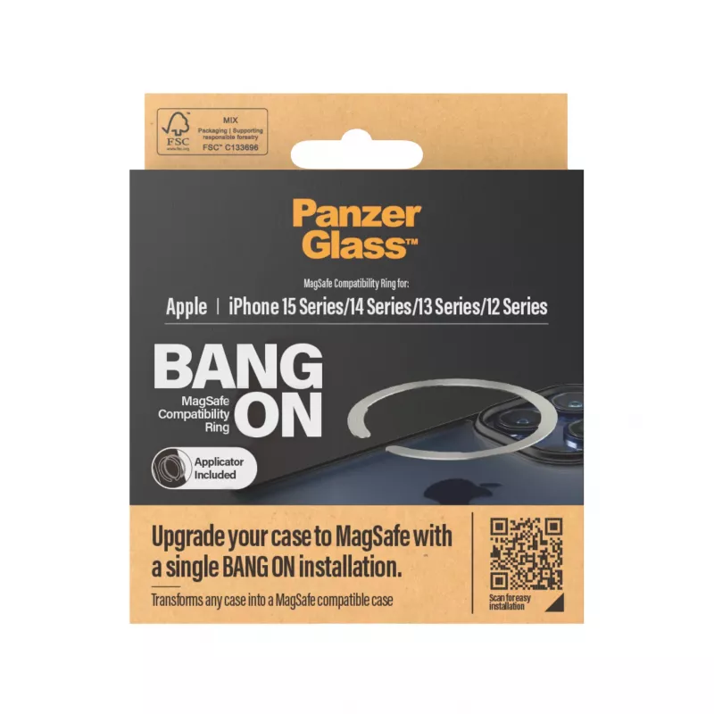 PanzerGlass Bang On MagSafe suderinamumo žiedas iPhone 12/13/14/15, permatomas