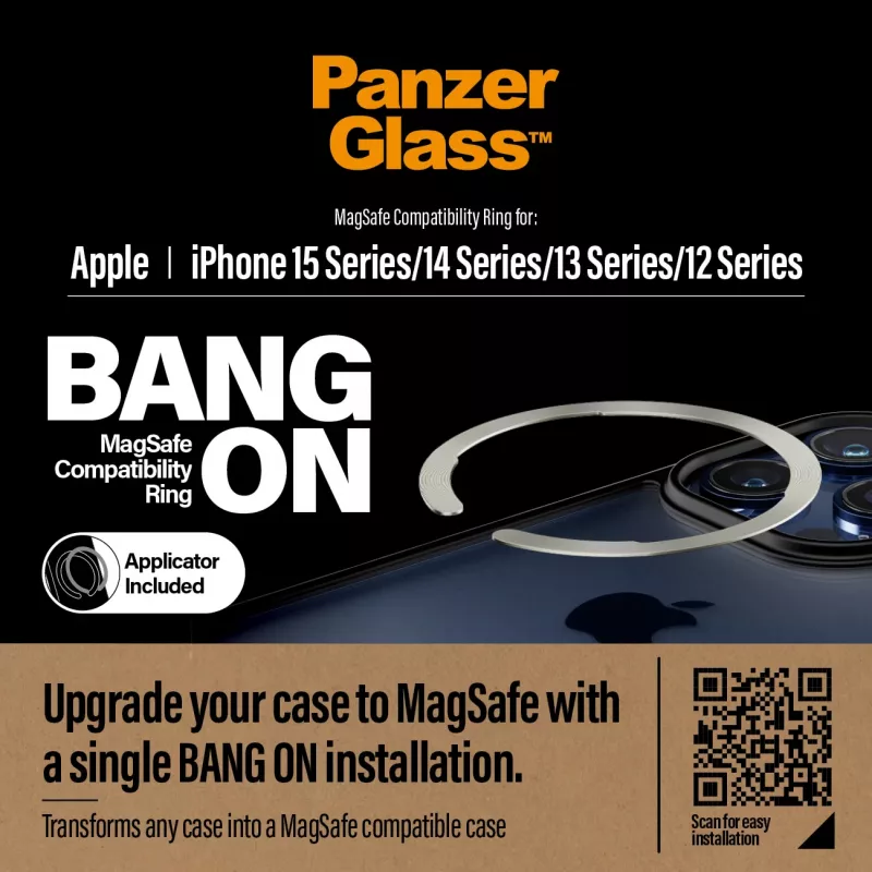 PanzerGlass Bang On MagSafe suderinamumo žiedas iPhone 12/13/14/15, permatomas