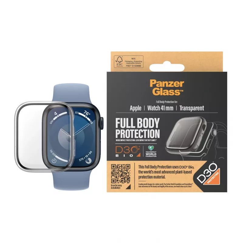 PanzerGlass Screen Protector Full Body Apple Watch Series 9 41mm Skaidrus