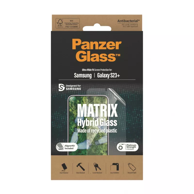 PanzerGlass ECO MATRIX ekrano apsauga Samsung Galaxy S23+ | Ultra-Wide Fit su AlignerKit