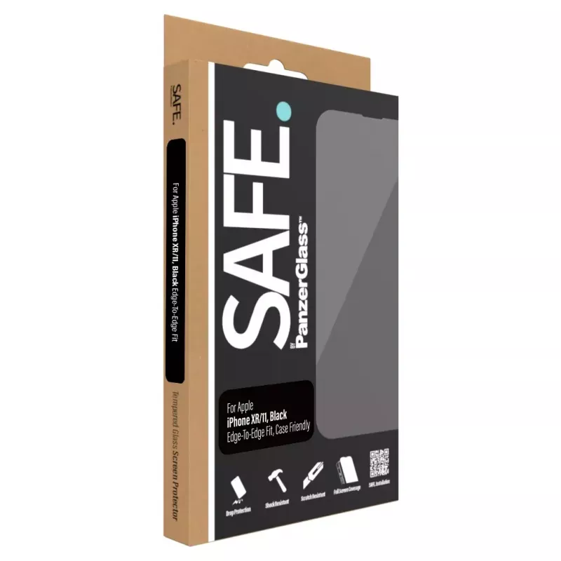 Apsauginis stiklas PanzerGlass SAFE. Apple iPhone 11 / XR nuo krašto iki krašto, atsparus smūgiams ir įbrėžimams