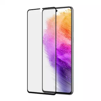 Apsauginis stiklas PanzerGlass SAFE, skirtas Samsung Galaxy A73 5G — grūdintas stiklas, atsparus įbrėžimams ir smūgiams, sausas montavimas, skaidrus