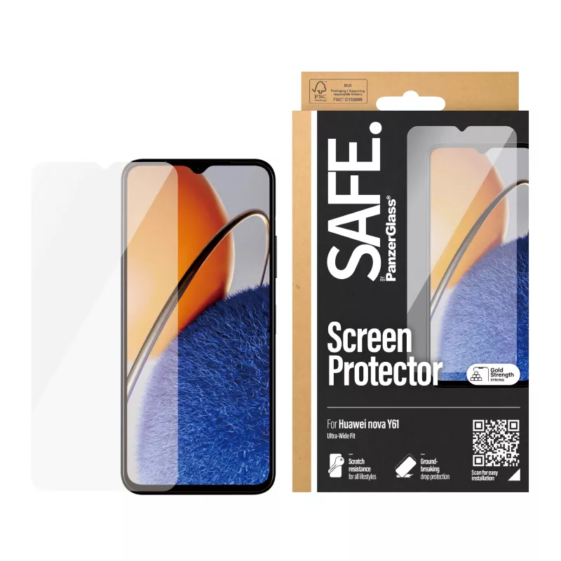 PanzerGlass SAFE. by ® Apsauginis stiklas Huawei Nova Y61 | Ultra-Wide Fit