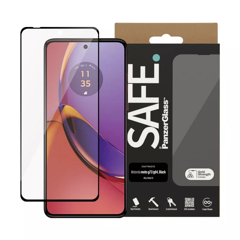 PanzerGlass SAFE. by ® Apsauginis stiklas Motorola MOTO G84 5G | G72 | Ultra-Wide Fit