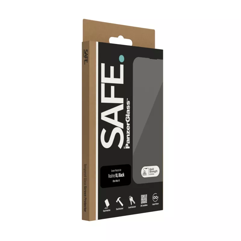 Grūdintas stiklas PanzerGlass SAFE Realme 10 – Ultra-Wide Fit, juodas