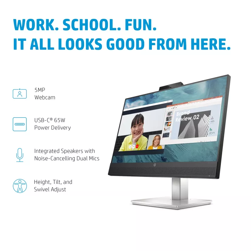 HP E24m G4 monitor kompiuteriui 60,5 cm (23,8 colio) 1920 x 1080 pikselių Full HD juodas, sidabrinis