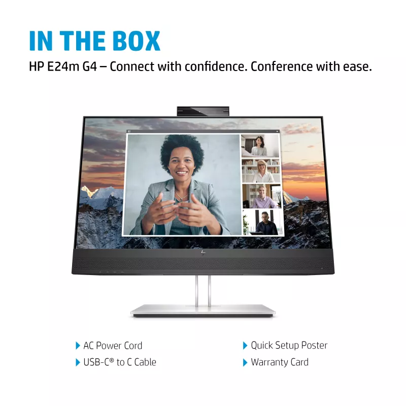 HP E24m G4 monitor kompiuteriui 60,5 cm (23,8 colio) 1920 x 1080 pikselių Full HD juodas, sidabrinis