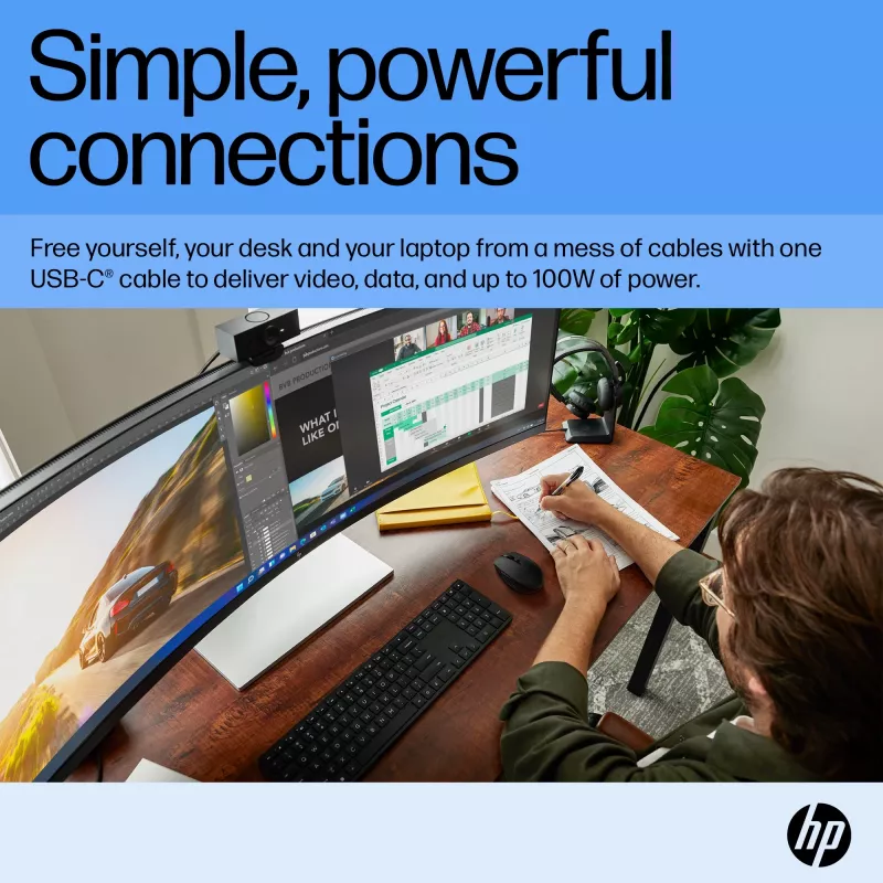 Monitorius HP E45c G5 44,5 colio lenktas Dual QHD 5120 x 1440