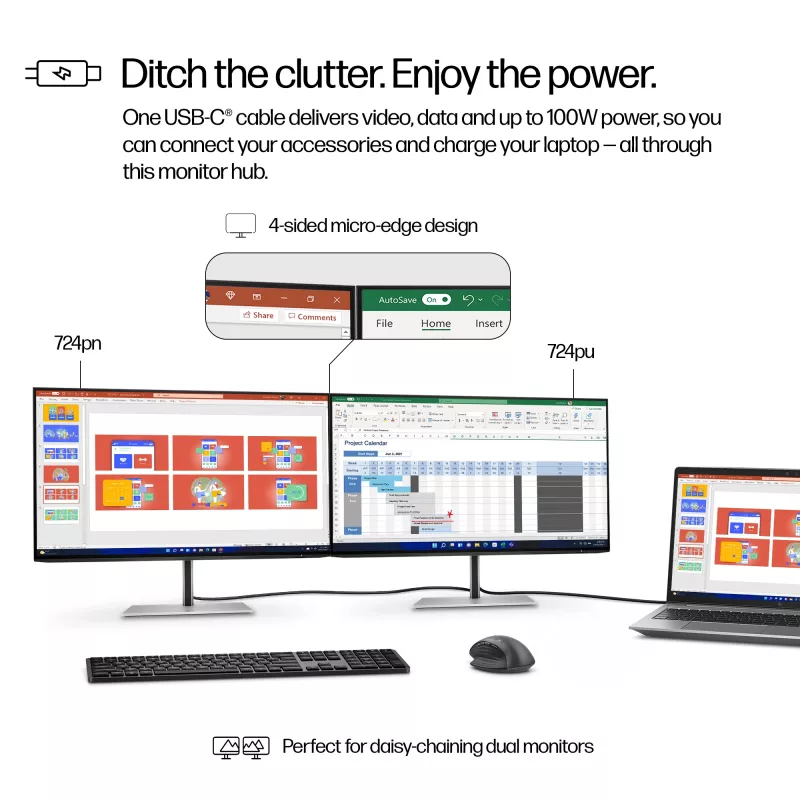 HP Series 7 Pro 24 colių WUXGA USB-C monitorius - 724pu be PVC