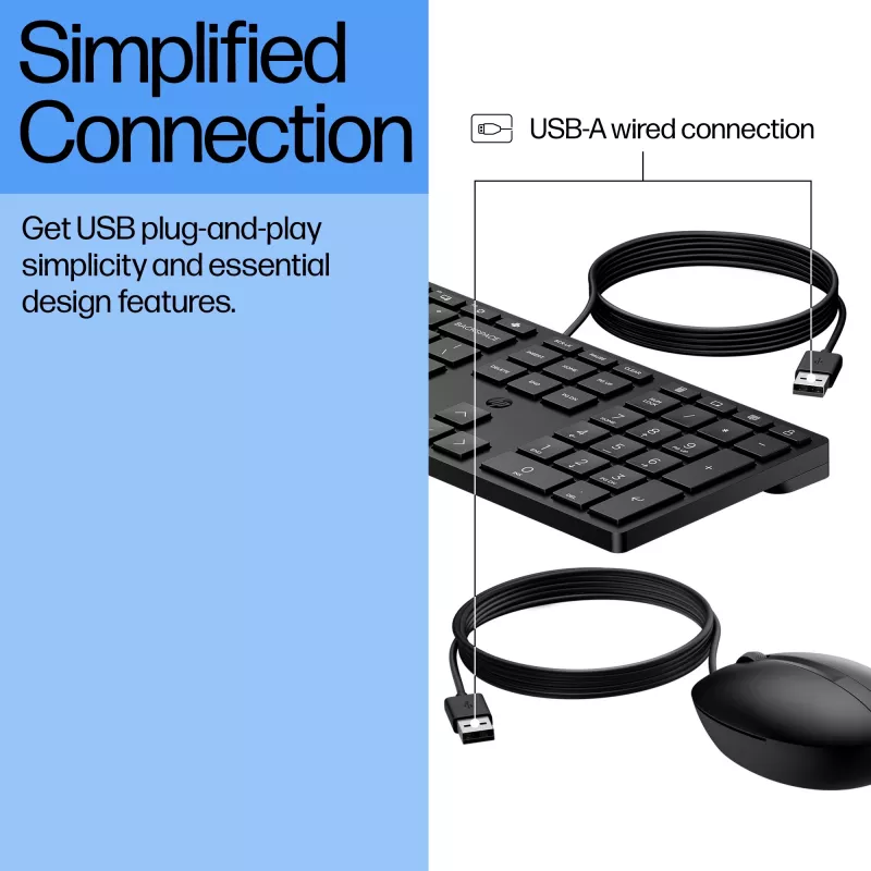 Belaidis klaviatūros ir pelės rinkinys HP 320MK – USB, membraninė klaviatūra, juoda